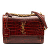 Saint Laurent Medium Croc Embossed Leather Monogram Sunset Crossbody Secondhand