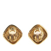 Chanel Gold Plated Quilted Diamond Crystal Clip On Earrings Secondhand