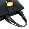 Secondhand Ferragamo Croc Embossed Leather Vara Bow Satchel