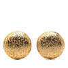 Chanel Gold Plated Logo Round Clip On Earrings Secondhand
