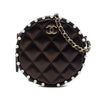 Chanel CC Quilted Metallic Lambskin Pearl Studded Round Clutch with Chain Secondhand
