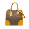 Secondhand Prada Saffiano Trimmed Canvas Canapa Logo Satchel