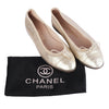SECOND HAND Chanel Gold Leather CC Logo Ballet Flats