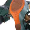 second hand Santoni Rose Collection Green Leather Platform Wedge Sandals 