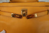 Secondhand Hermes Kelly Handbag Yellow Courchevel with Gold Hardware