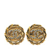 Chanel Gold Plated CC Rhinestones Clip on Earrings Secondhand