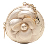 Chanel Mini CC Metallic Lambskin Camellia Bouquet Round Zip Coin Pouch Secondhand