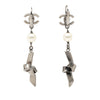 Chanel CC Brass Plated Faux Pearl Ribbon Knot Dangle Earrings Secondhand