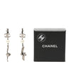 Chanel CC Brass Plated Faux Pearl Ribbon Knot Dangle Earrings Secondhand