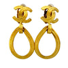 Chanel CC Gold Plated Loop Drop Clip On Earrings Secondhand