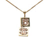 Chanel CC Gold Plated Strass No 5 Double Square Pendant Necklace Secondhand