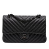 Secondhand Chanel Medium Classic Chevron Lambskin So Black Double Flap