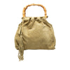 Miu Miu Laser Cut Suede Bamboo Top Handle Bag Secondhand