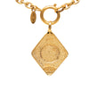 Chanel CC Gold Plated Diamond Shape Pendant Necklace Secondhand