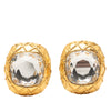 Chanel Gold Plated Quilted Large Crystal Clip On Earrings Secondhand