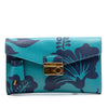 Prada Saffiano Hibiscus Print Sound Lock Clutch Secondhand