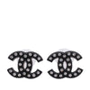 Chanel CC Resin and Strass Bullet Backs Earrings Secondhand