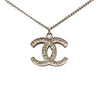 Secondhand Chanel CC Silver Plated Rhinestone Pendant Necklace
