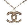 Secondhand Chanel CC Silver Plated Rhinestone Pendant Necklace