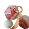 Gold-Tone Geometric Long Necklace with Multicolour Gemstone Beads - '70s