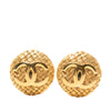 Chanel CC Gold Plated Textured Round Clip On Earrings Secondhand