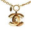 Secondhand Chanel CC Gold Plated Quilted Pendant Necklace