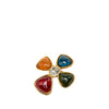Chanel CC Gold Plated Multicolored Gripoix Brooch Secondhand