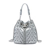 Chanel Small Metallic Chevron Lambskin Stud Wars Drawstring Bucket Bag Secondhand