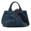 Secondhand Prada Small Denim Canapa Logo Satchel