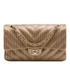 Chanel Medium Classic Chevron Calfskin Pleated Double Flap Secondhand