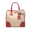 Secondhand Prada Saffiano Trimmed Canvas Canapa Satchel