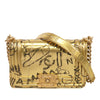 Chanel Small Croc Embossed Leather Graffiti Cocodile Boy Flap Secondhand