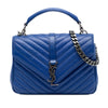 Saint Laurent Medium Quilted Chevron Sheepskin College Satchel Secondhand