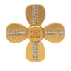 Secondhand Chanel CC Gold Plated Rhinestones Clover Brooch