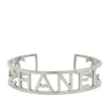 Chanel Silver Plated Cutout Logo Cuff Bracelet Secondhand