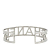 Chanel Silver Plated Cutout Logo Cuff Bracelet Secondhand