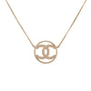 Chanel CC Gold Plated Strass Round Pendant Necklace Secondhand