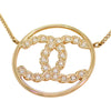 Chanel CC Gold Plated Strass Round Pendant Necklace Secondhand