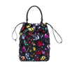 Secondhand Prada Mesh Leather and Floral Printed Tessuto Tote
