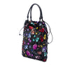 Secondhand Prada Mesh Leather and Floral Printed Tessuto Tote
