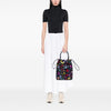 Secondhand Prada Mesh Leather and Floral Printed Tessuto Tote