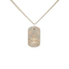 Chanel CC Brass Quilted Dog Tag Pendant Necklace Secondhand