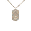Chanel CC Brass Quilted Dog Tag Pendant Necklace Secondhand