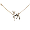 Chanel CC Gold Plated Faux Pearl Strass Deer Pendant Necklace Secondhand