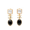 Chanel CC Gold Plated Faux Pearl and Resin Drop Clip On Earrings Secondhand