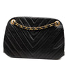 Chanel CC Chevron Quilted Lambskin Kiss Lock Shoulder Bag Secondhand