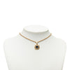 Dior Gold Plated Enamel Logo Round Pendant Necklace Secondhand