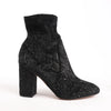 AQUAZZURA Heeled Velvet Ankle Sock Boots Tonal Baroque Tapestry in Black, Size 35.5 EU Secondhand