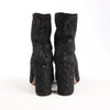 AQUAZZURA Heeled Velvet Ankle Sock Boots Tonal Baroque Tapestry in Black, Size 35.5 EU Secondhand