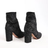 AQUAZZURA Heeled Velvet Ankle Sock Boots Tonal Baroque Tapestry in Black, Size 35.5 EU Secondhand